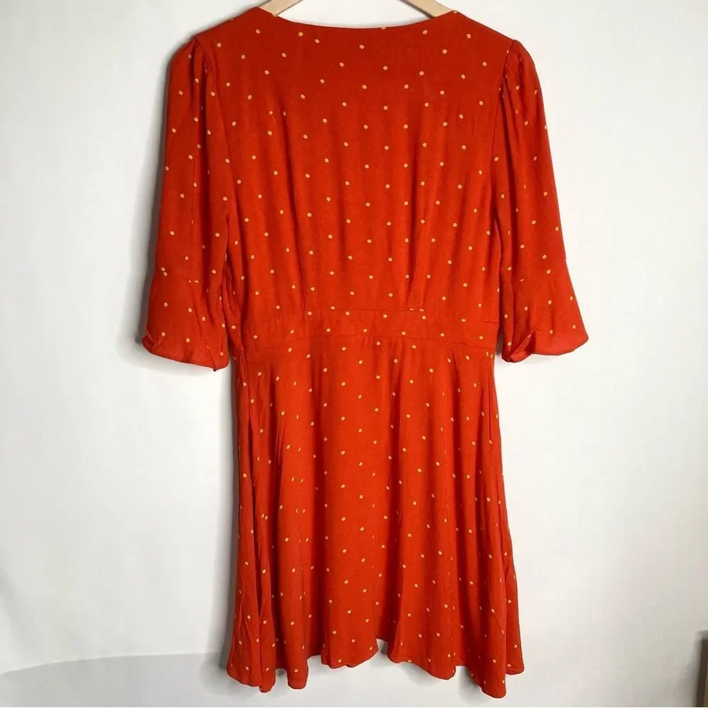 Free People All Yours Mini Dress Polka Dot Flame Red Size 8 Medium